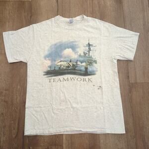 VTG Teamwork Jet Plane Air Force Adult Large Shirt‎ Motivation Mach Thunderbird